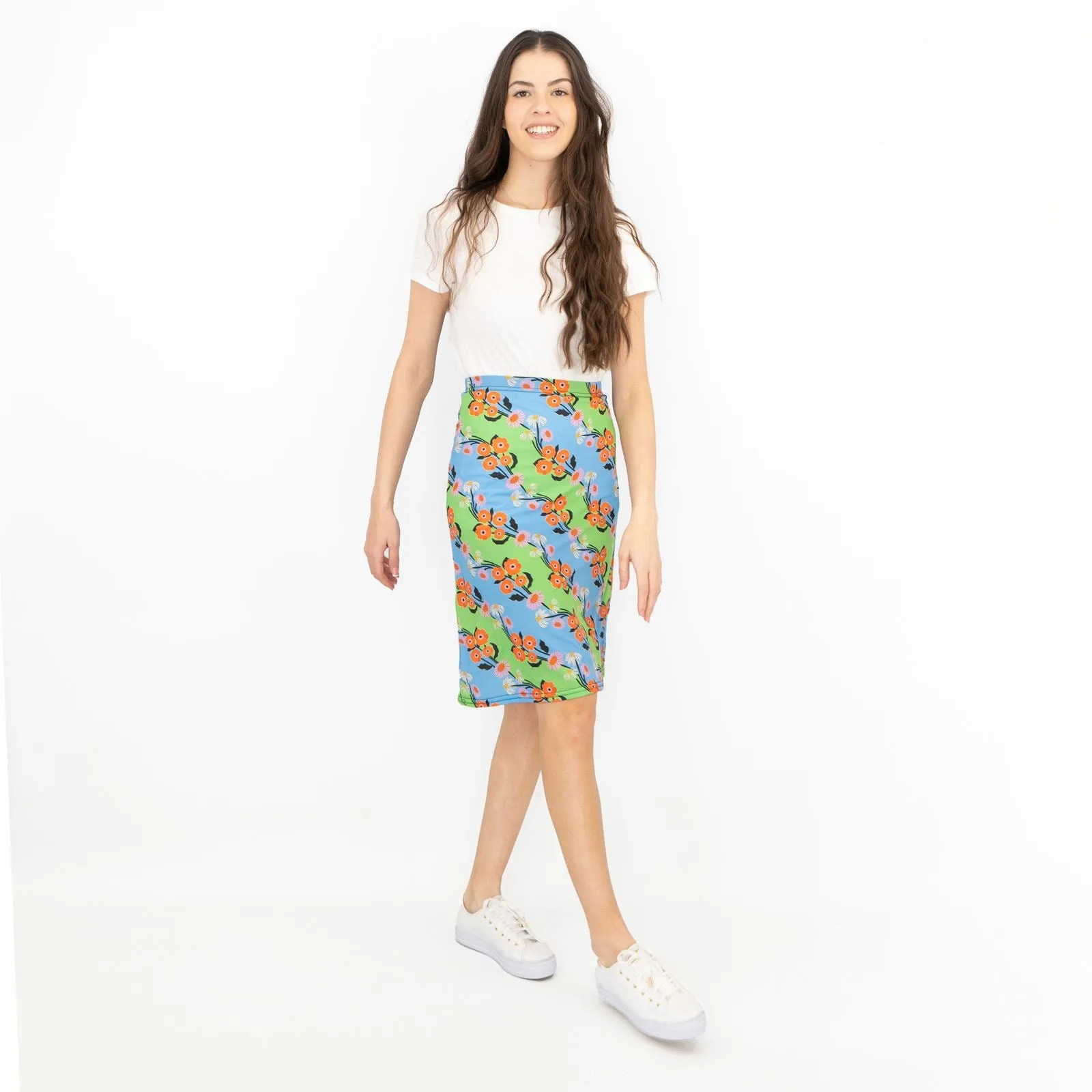 Karen Millen Blue Floral Print A-Line Casual Summer Skirts