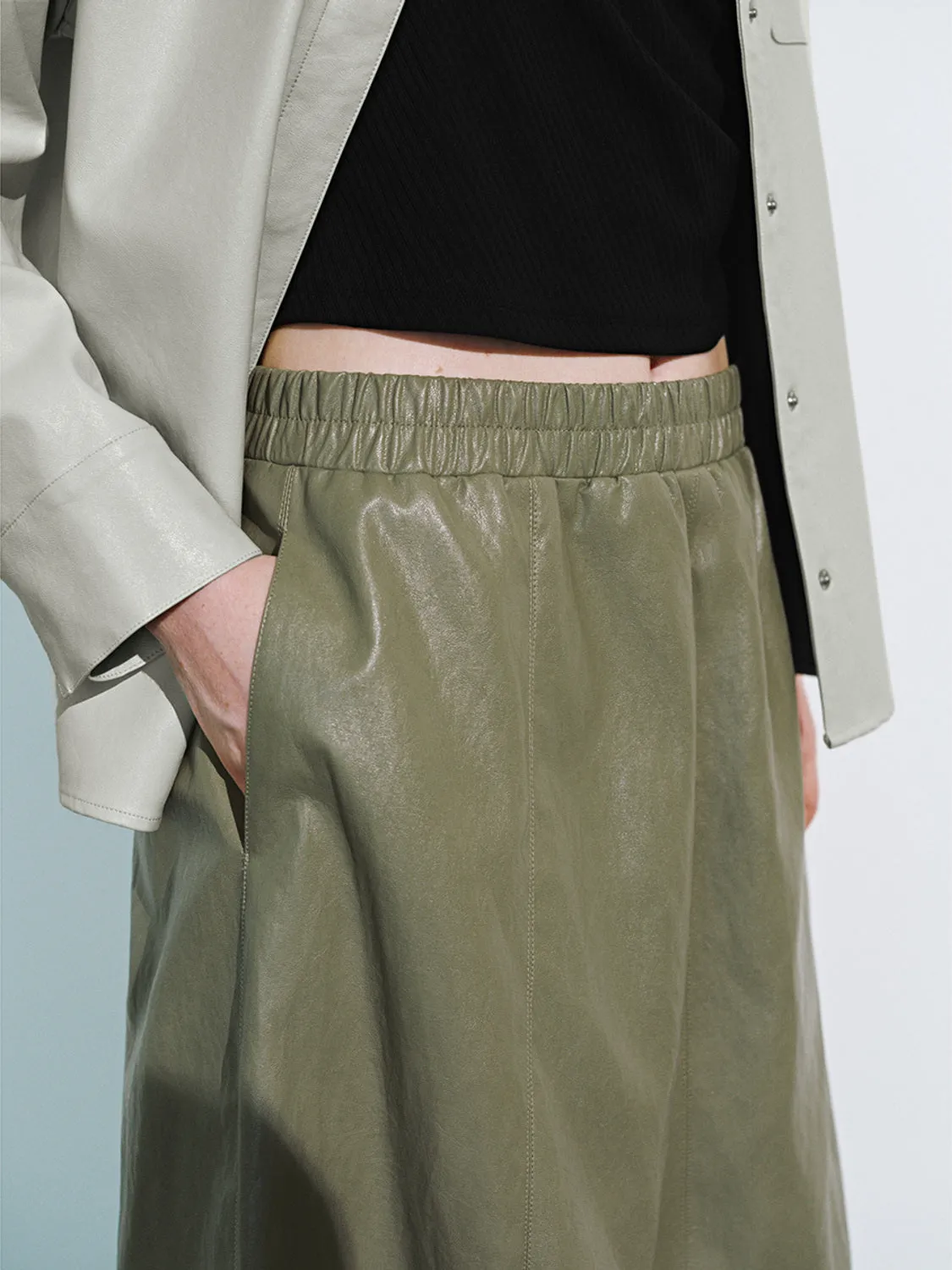 Leather Oversized A-Line Skirts