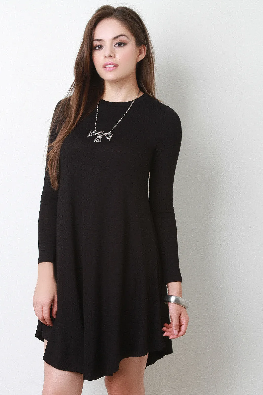 Long Sleeve Mini Shift Dress