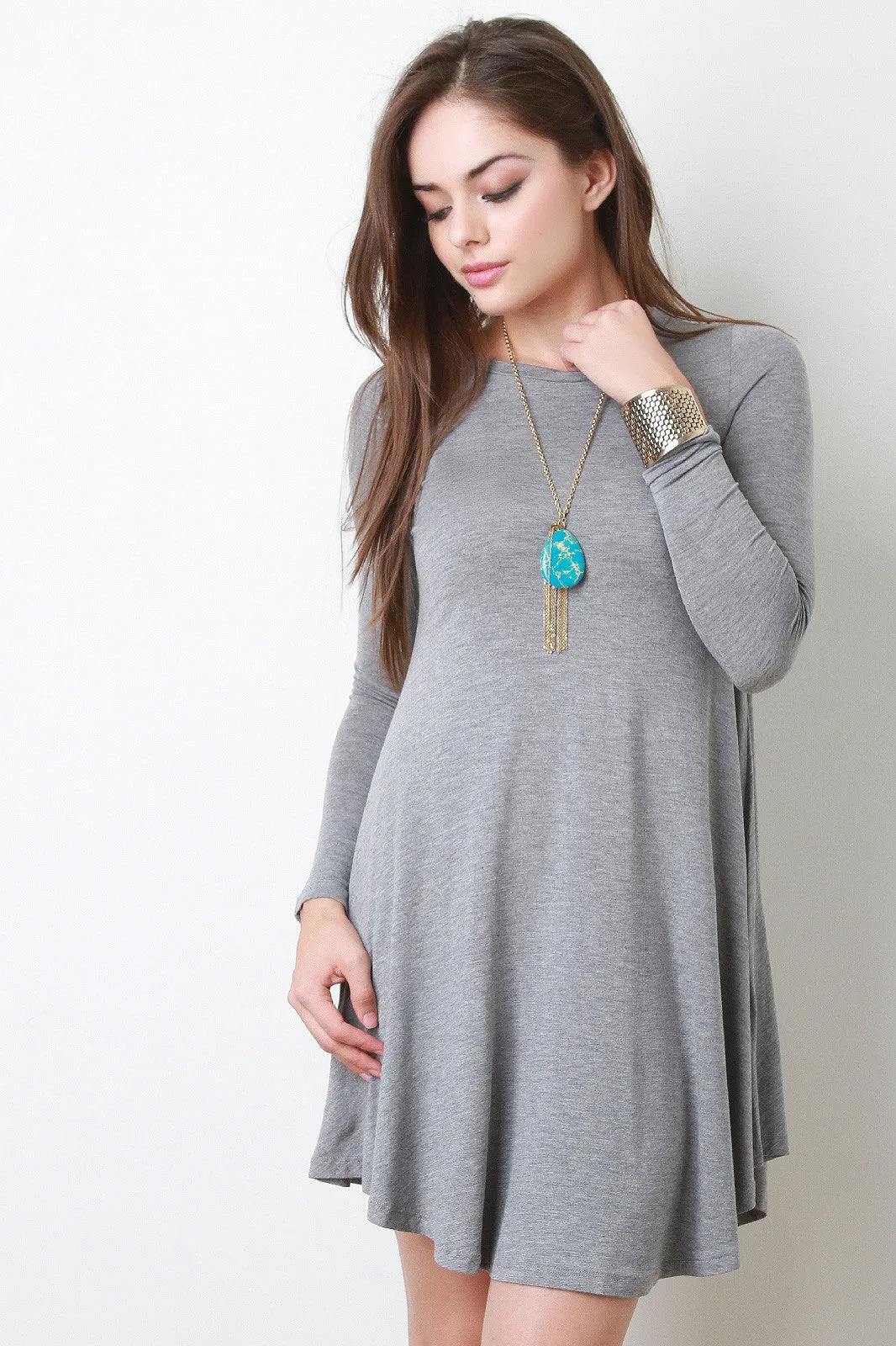 Long Sleeve Mini Shift Dress