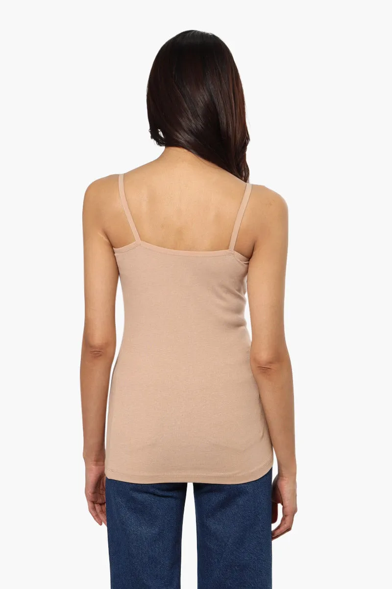 Majora Solid Basic Cami Tank Top - Camel