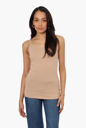 Majora Solid Basic Cami Tank Top - Camel