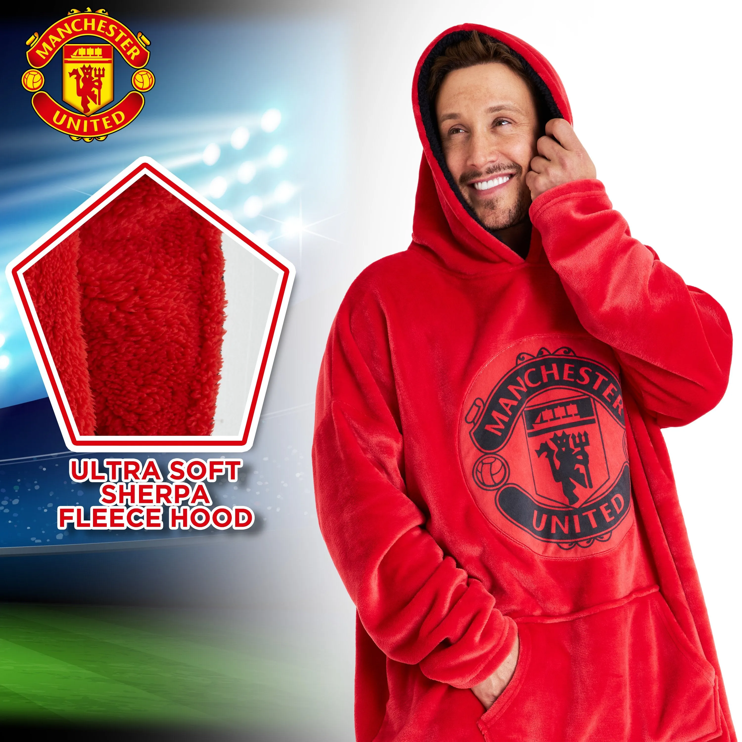 Manchester United F.C. Oversized RED Hoodie Blanket For Men, Man U Football Gifts