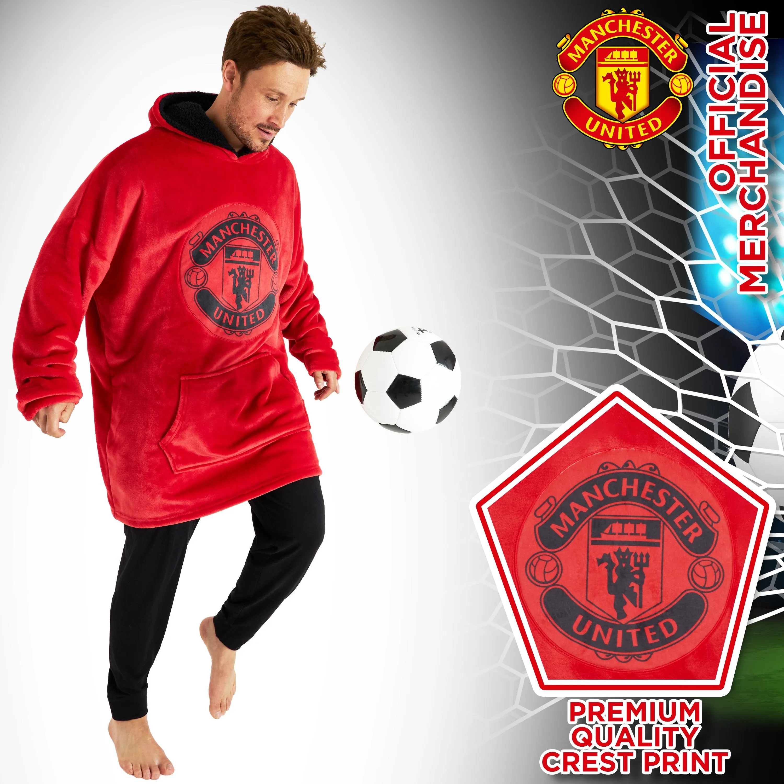 Manchester United F.C. Oversized RED Hoodie Blanket For Men, Man U Football Gifts