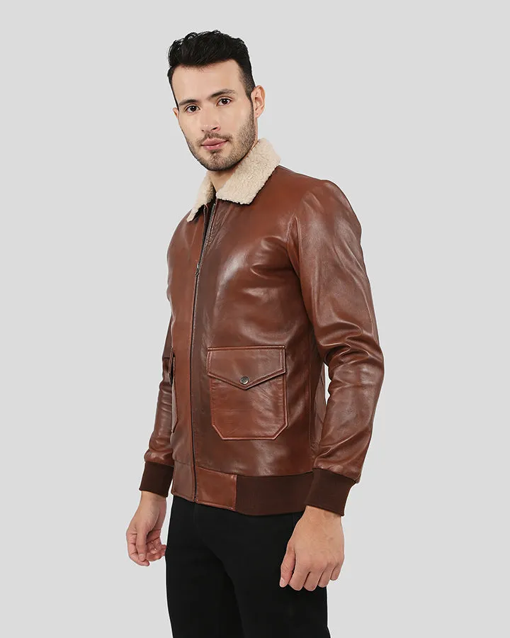 Marcel Brown Bomber Leather Jacket