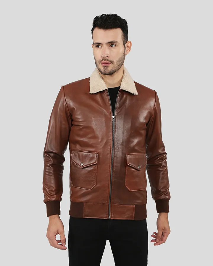 Marcel Brown Bomber Leather Jacket