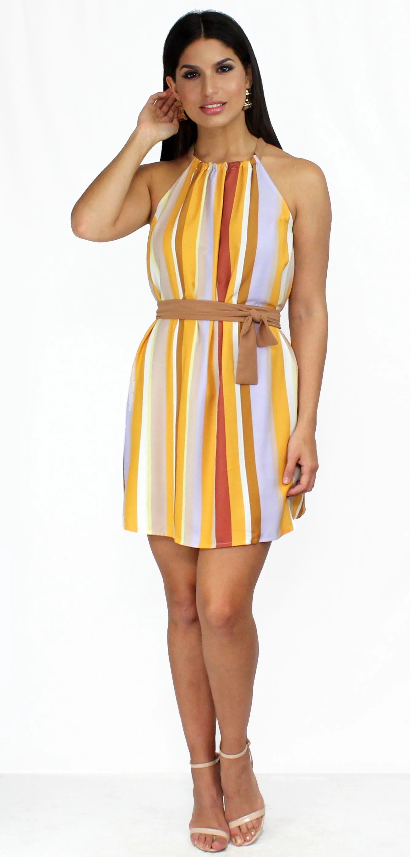 Melodic Yellow Stripes Shift Dress