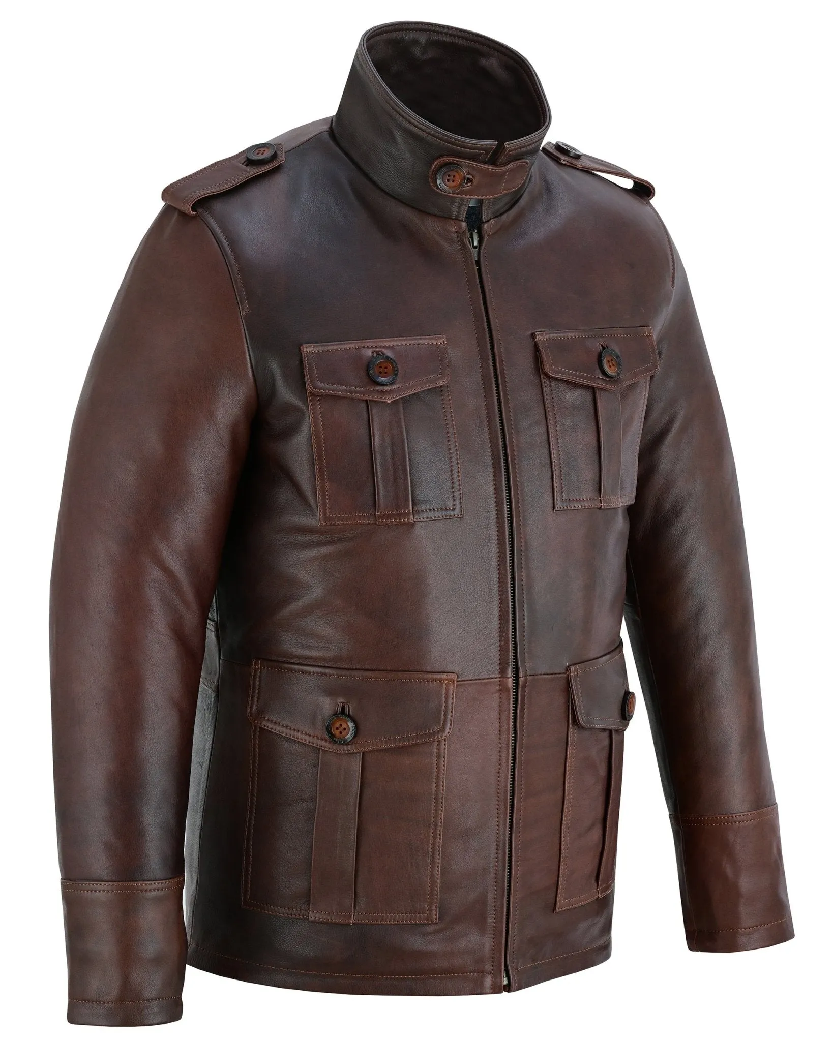 Men's Brown Leather Coat: Aberdeen