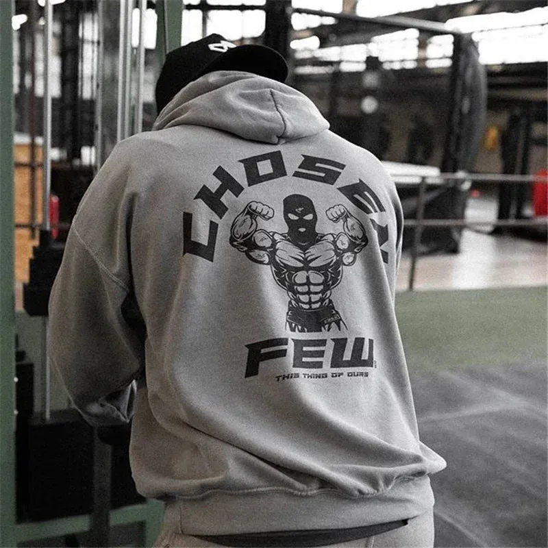 Men's popular cotton hooded sweatshirt high kangaroo pocket jacket gym fitness casual fashionable top winter brand clothing