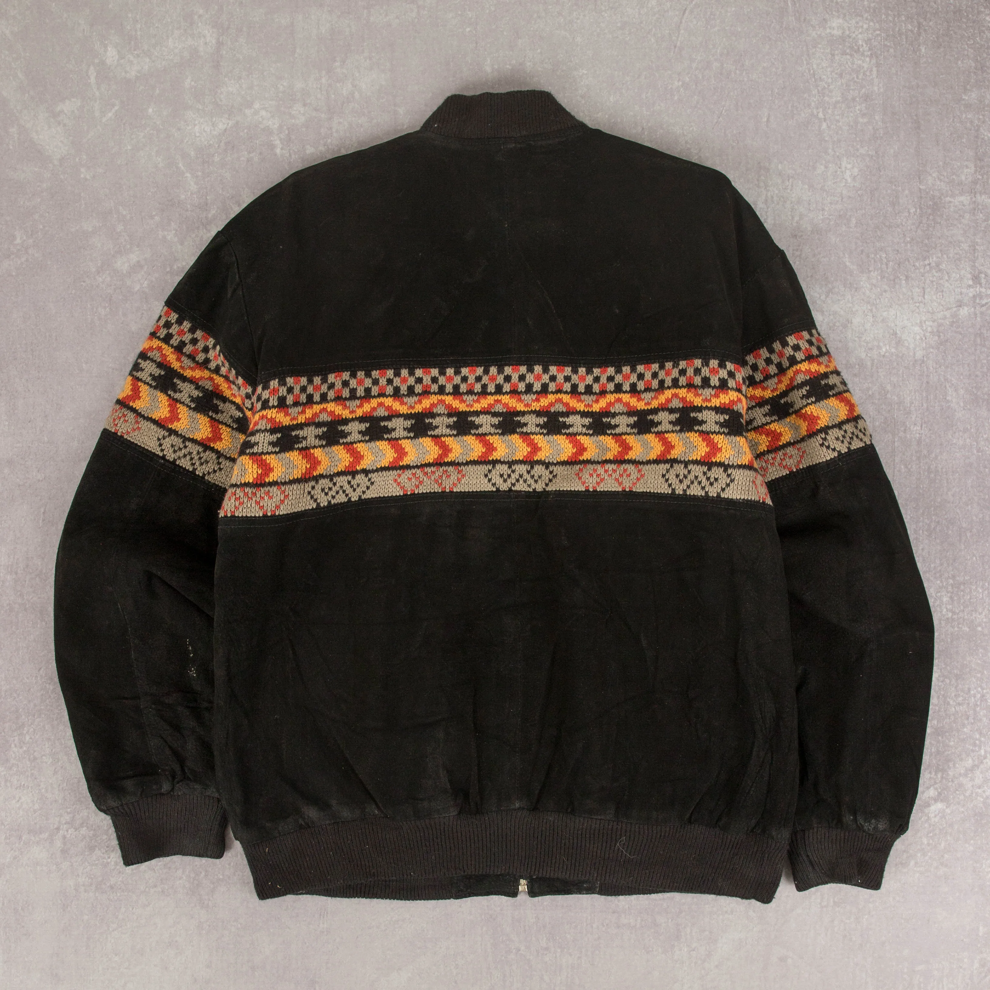 MEN'S VINTAGE SUEDE AZTEC BOMBER JACKET - MEDIUM
