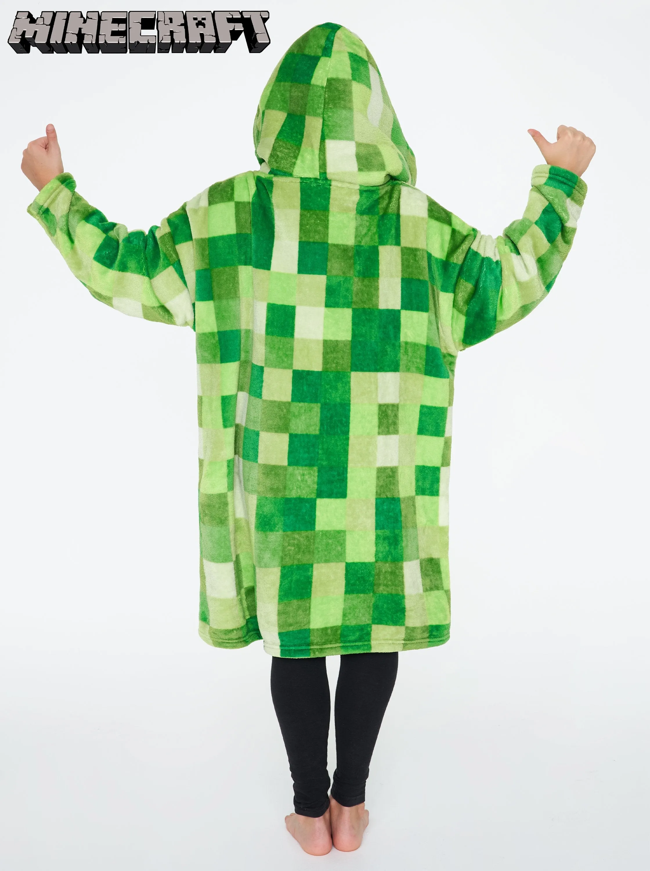 Minecraft Green Hoodie for Kids, Oversized Blanket Hoodie Boys, Minecraft Gifts