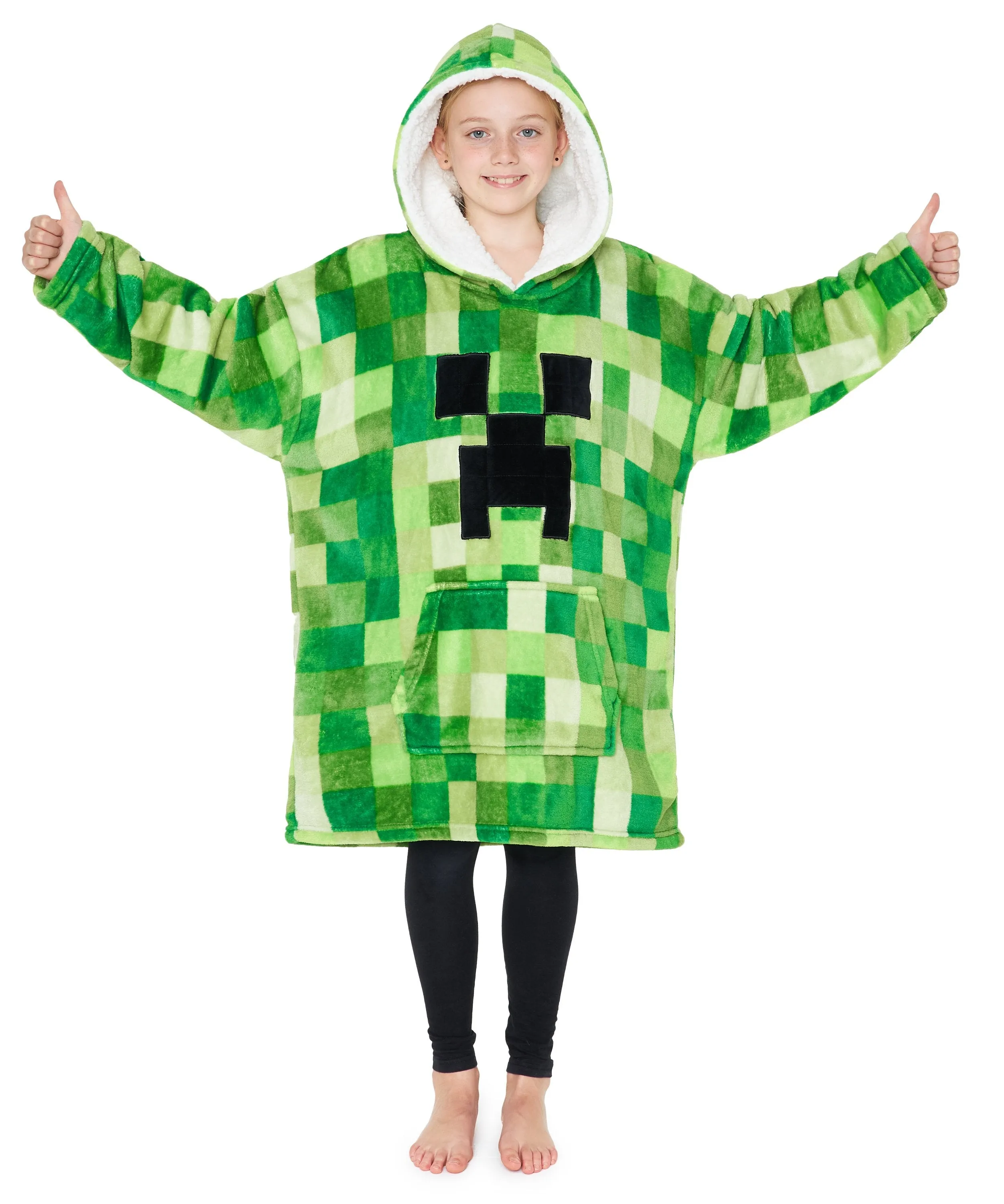 Minecraft Green Hoodie for Kids, Oversized Blanket Hoodie Boys, Minecraft Gifts