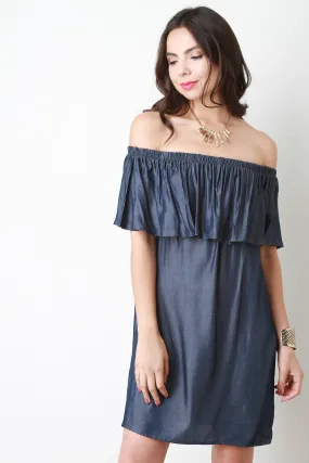 Off The Shoulder Ruffle Shift Dress