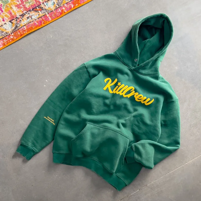 OVERSIZED LUX "SCRIPT" HOODIE - GREEN / GOLD