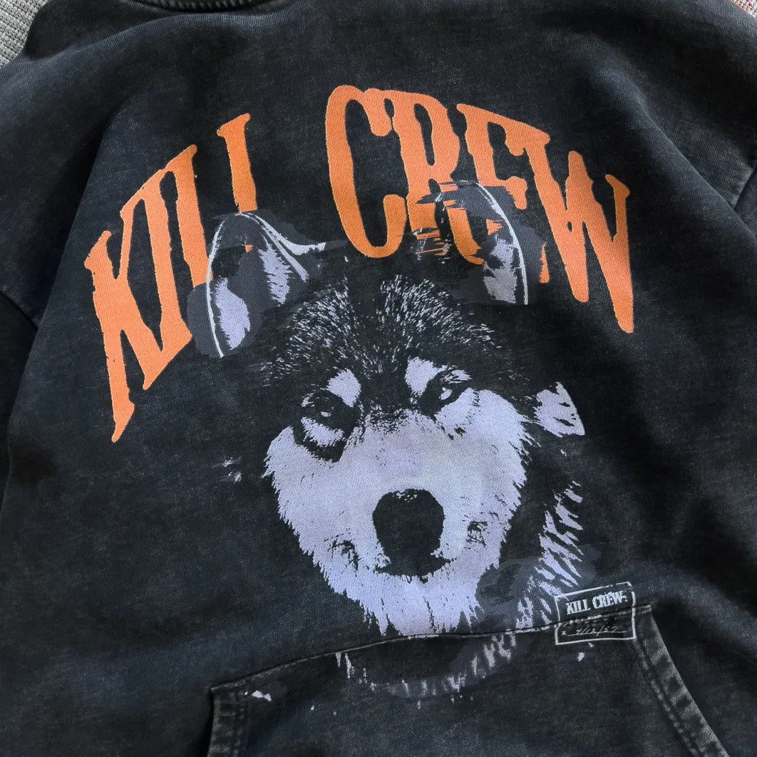 OVERSIZED LUX ROGUE WOLF HOODIE - BLACK