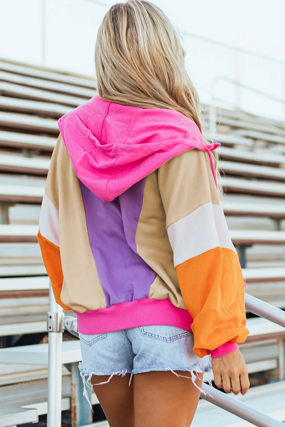 Oversized Patchwork Full Zipped Hoodie