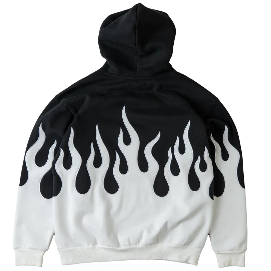 OVERSIZED PREMIUM HEATER HOODIE - BLACK / WHITE