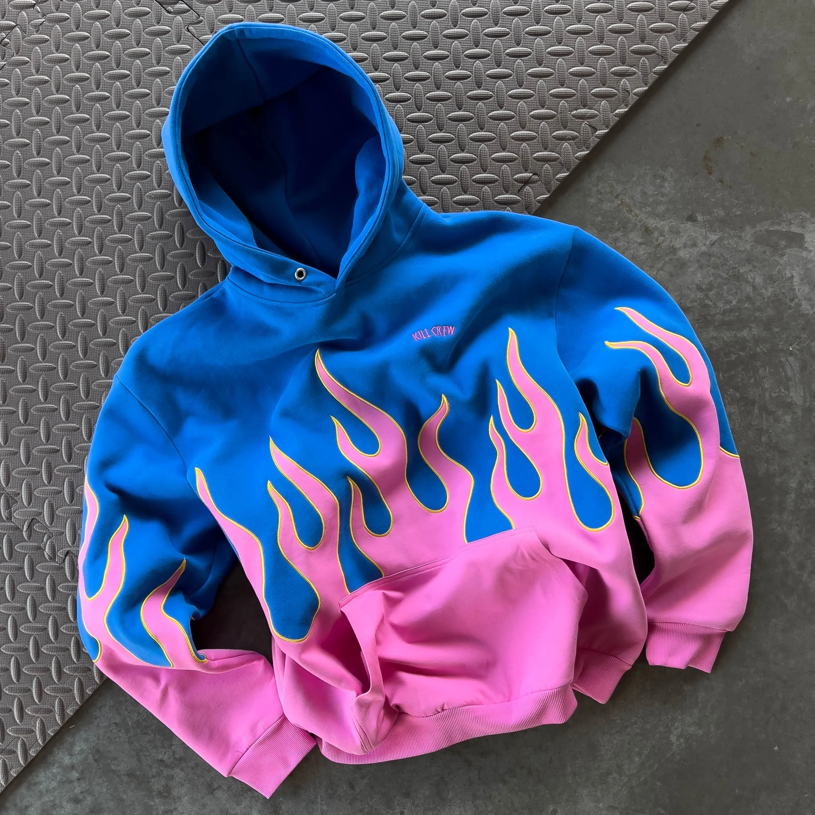 OVERSIZED PREMIUM HEATER HOODIE - BLUE / PINK