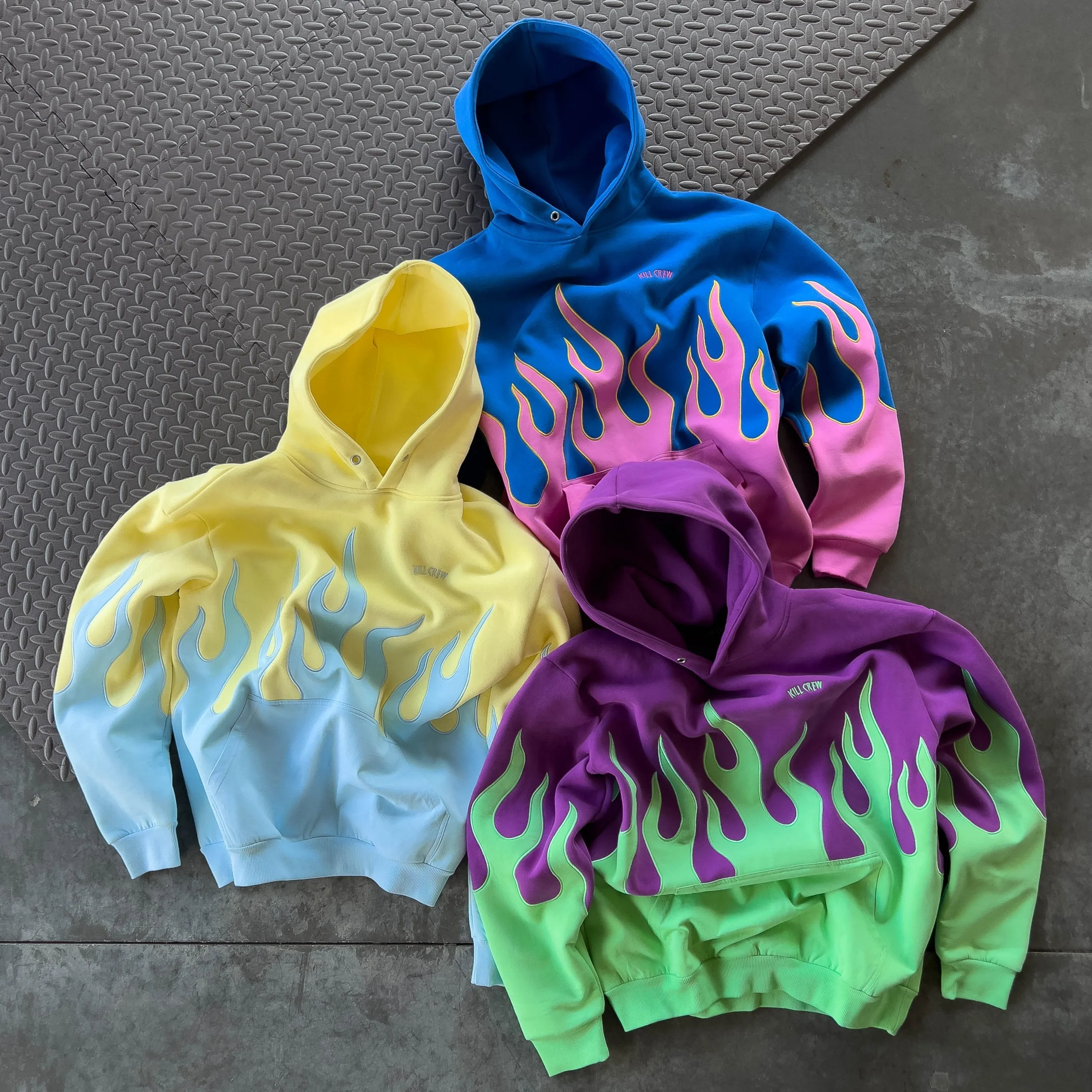 OVERSIZED PREMIUM HEATER HOODIE - BLUE / PINK