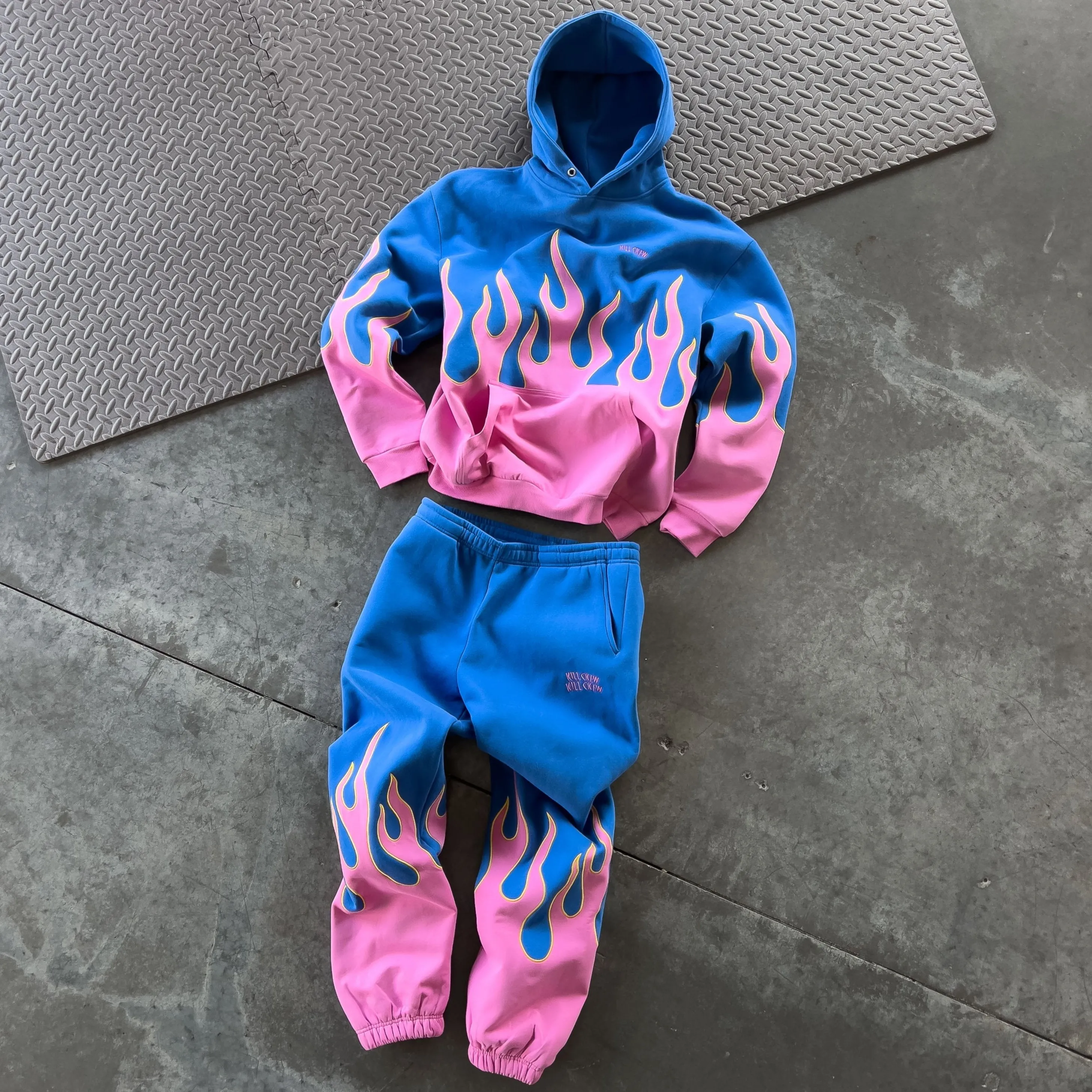 OVERSIZED PREMIUM HEATER HOODIE - BLUE / PINK