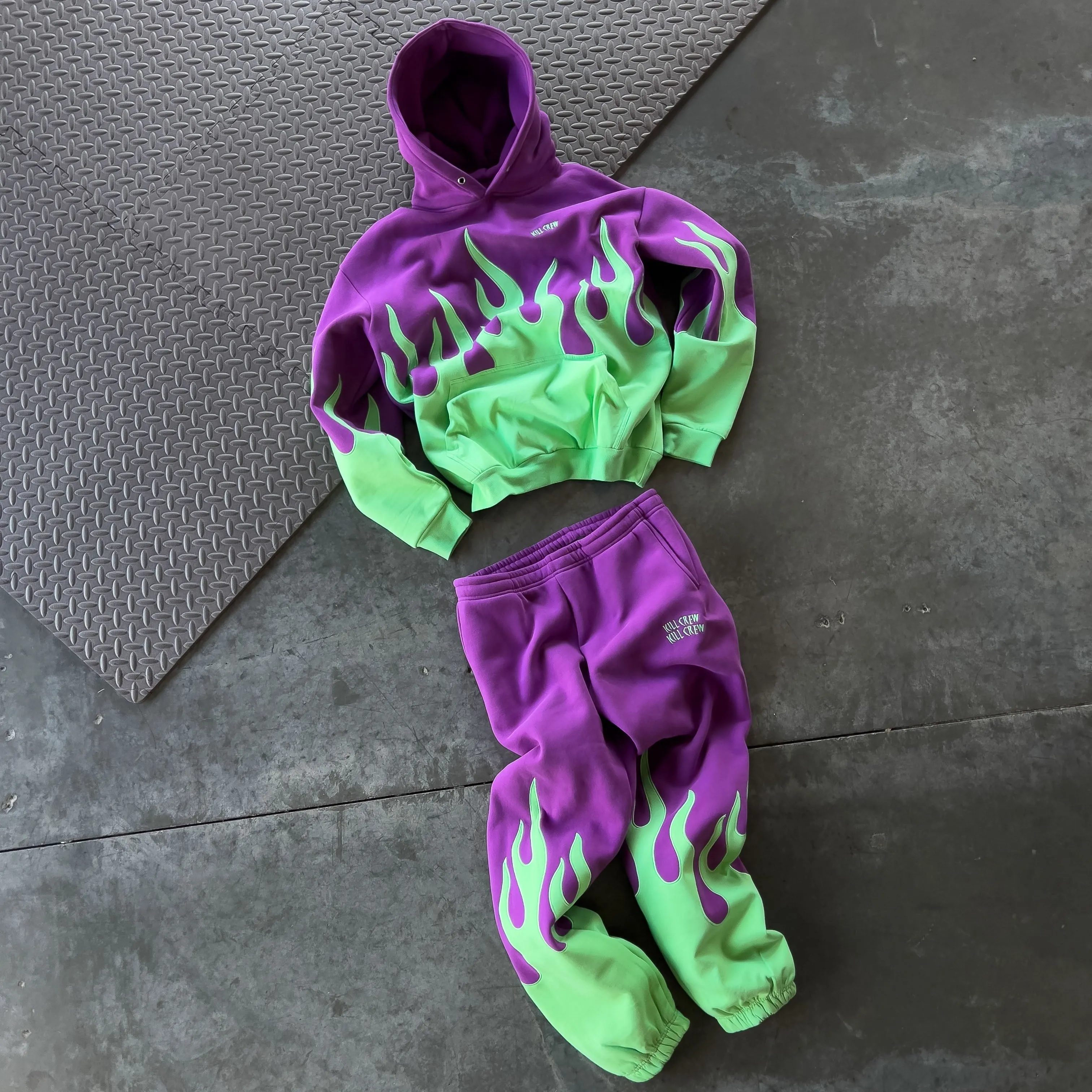 OVERSIZED PREMIUM HEATER HOODIE - PURPLE / GREEN