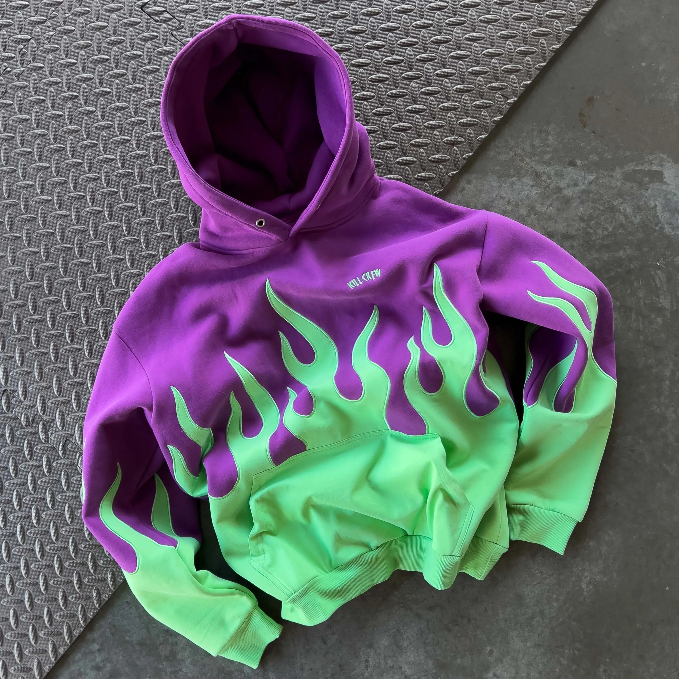 OVERSIZED PREMIUM HEATER HOODIE - PURPLE / GREEN