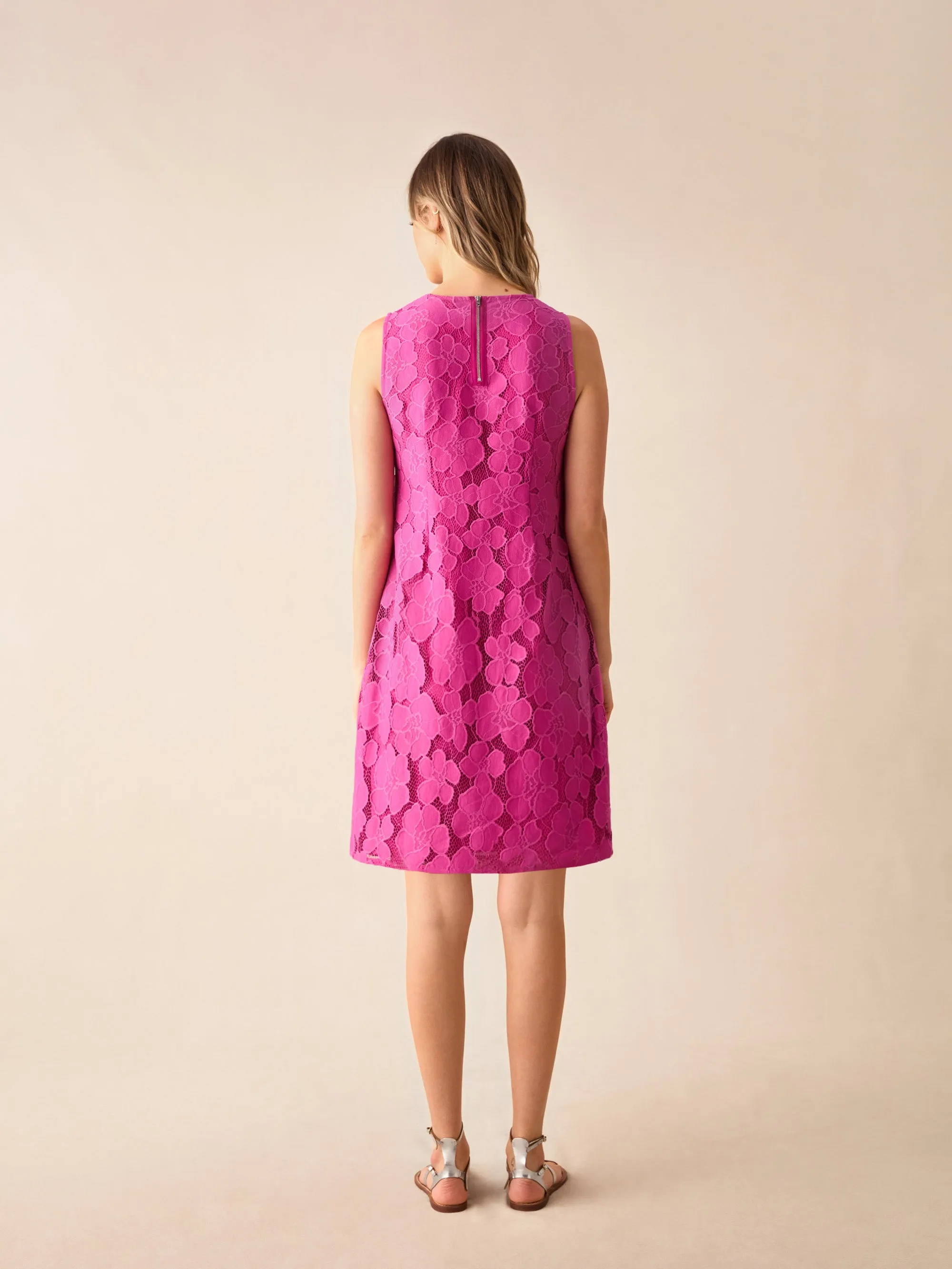 Pink Lace Mini Shift Dress