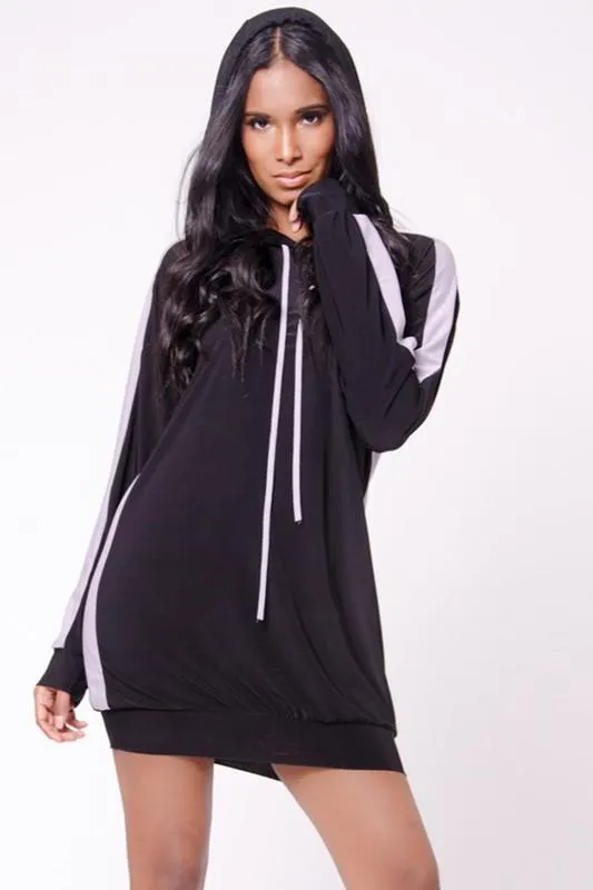 Pipping Detail Hooded Shift Dress