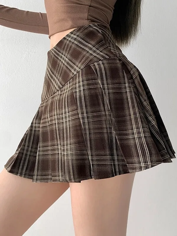 Preppy-style vintage plaid skirt