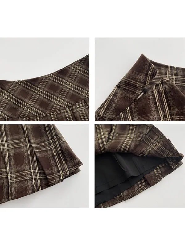 Preppy-style vintage plaid skirt