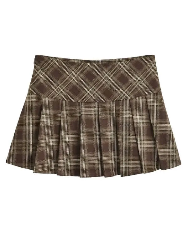 Preppy-style vintage plaid skirt