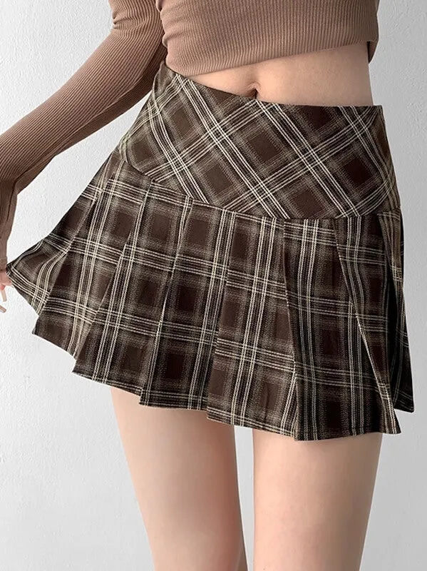 Preppy-style vintage plaid skirt