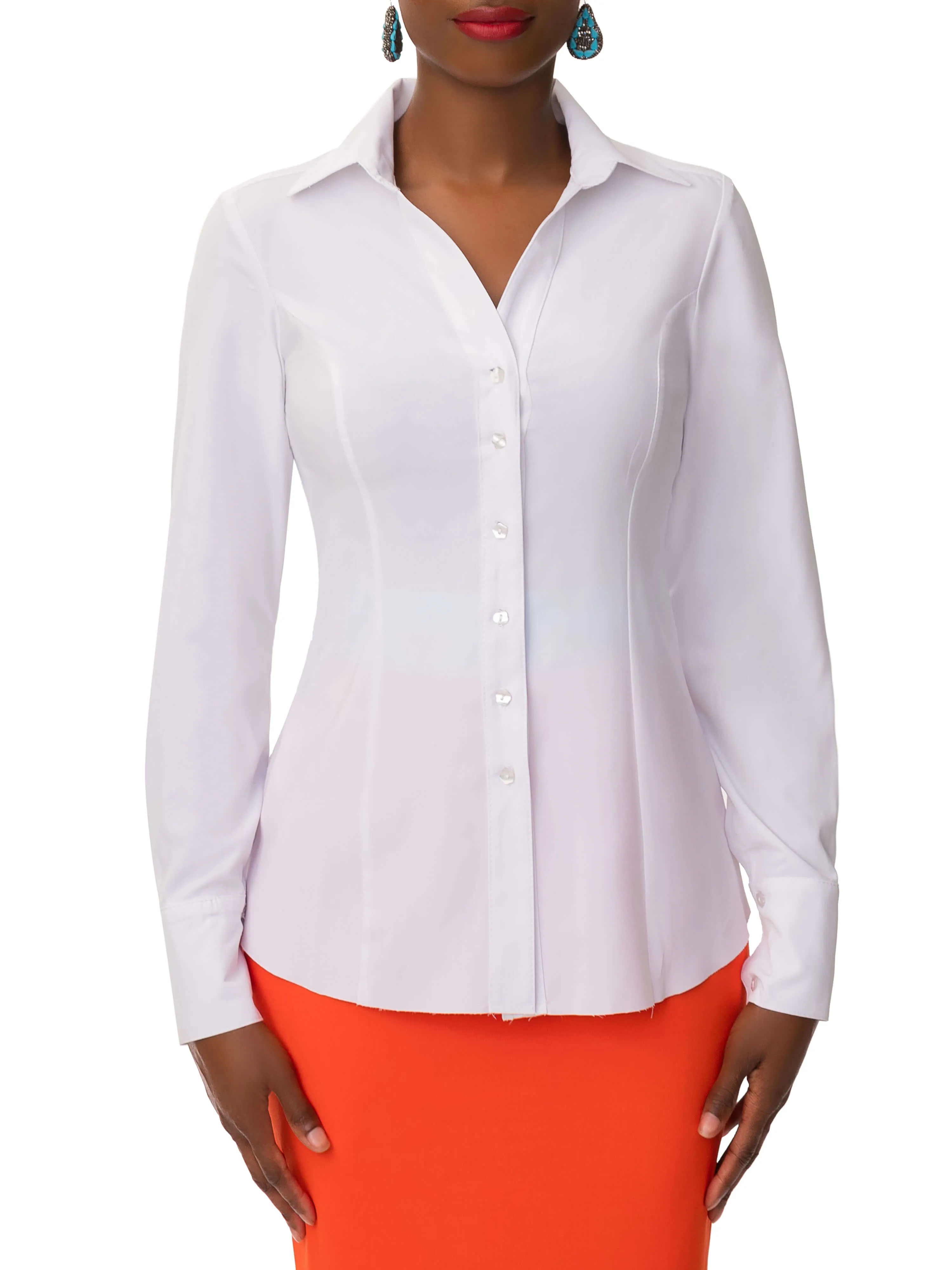 "Deanna" White Button-Down Shirt