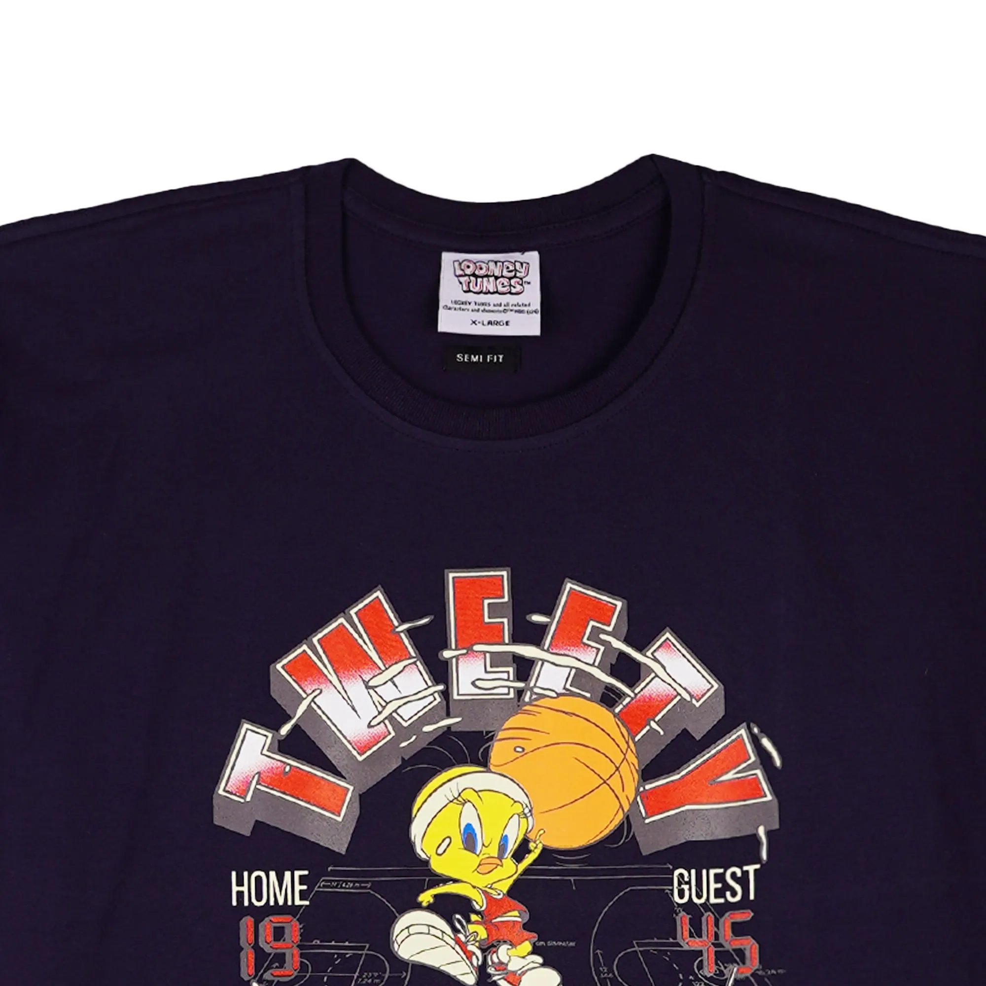 RRJ x Looney Tunes MVP Tweety Bird Men's Basic Graphic Tees Semibody Fitting 161077-U (Navy)