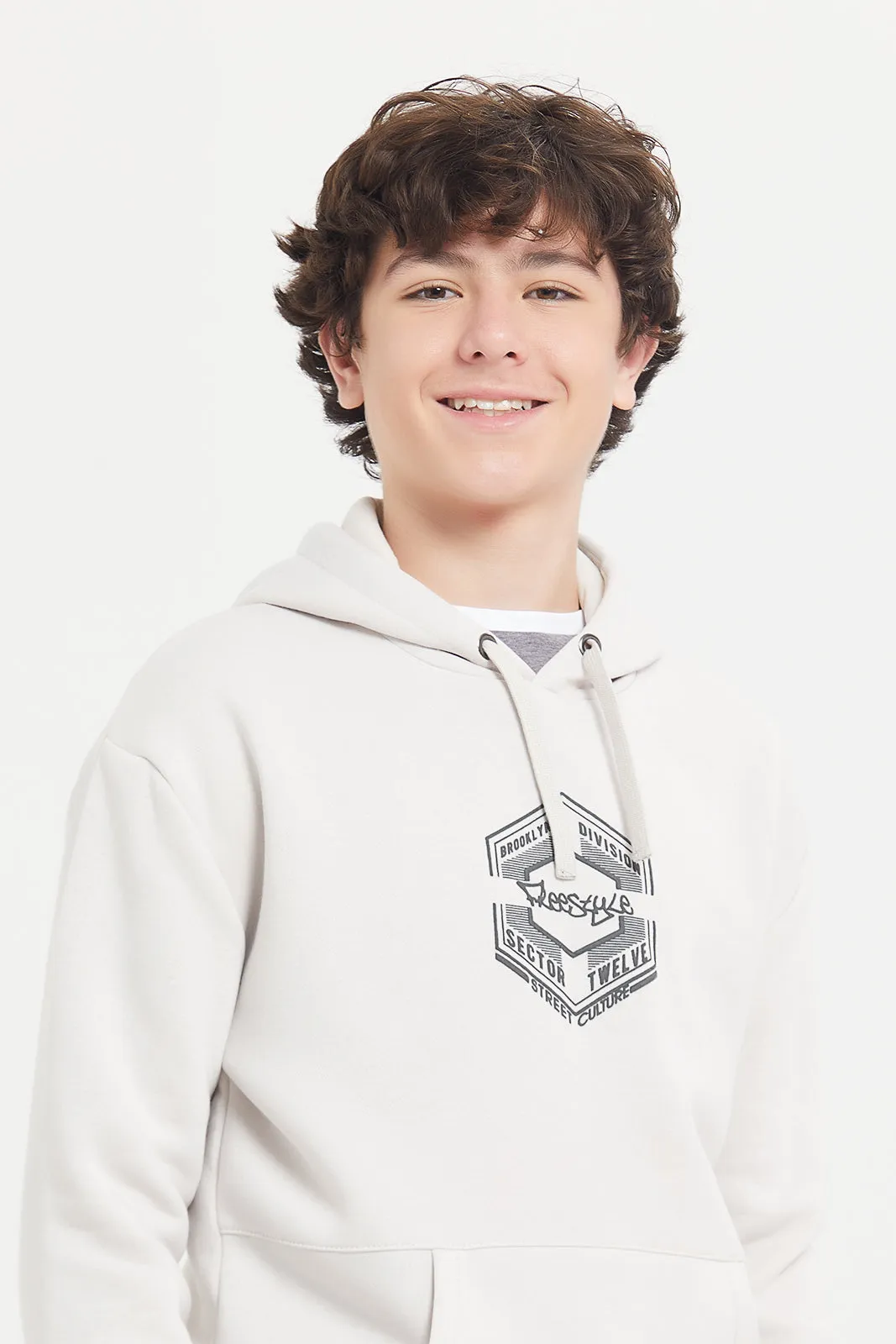 Senior Boys Grey Kangaroo Pocket Oversize Sweatshirt