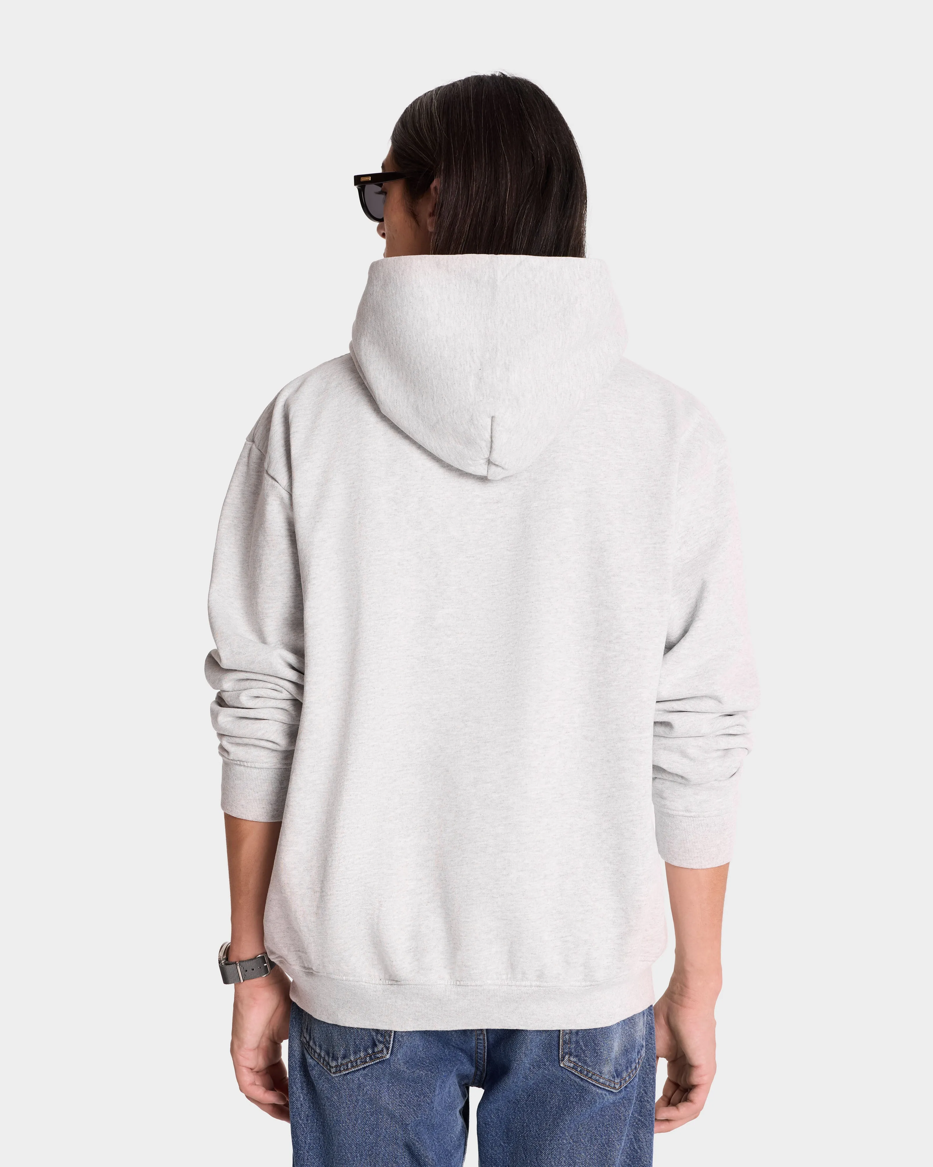 Serif Logo Hoodie - Heather Gray/Navy