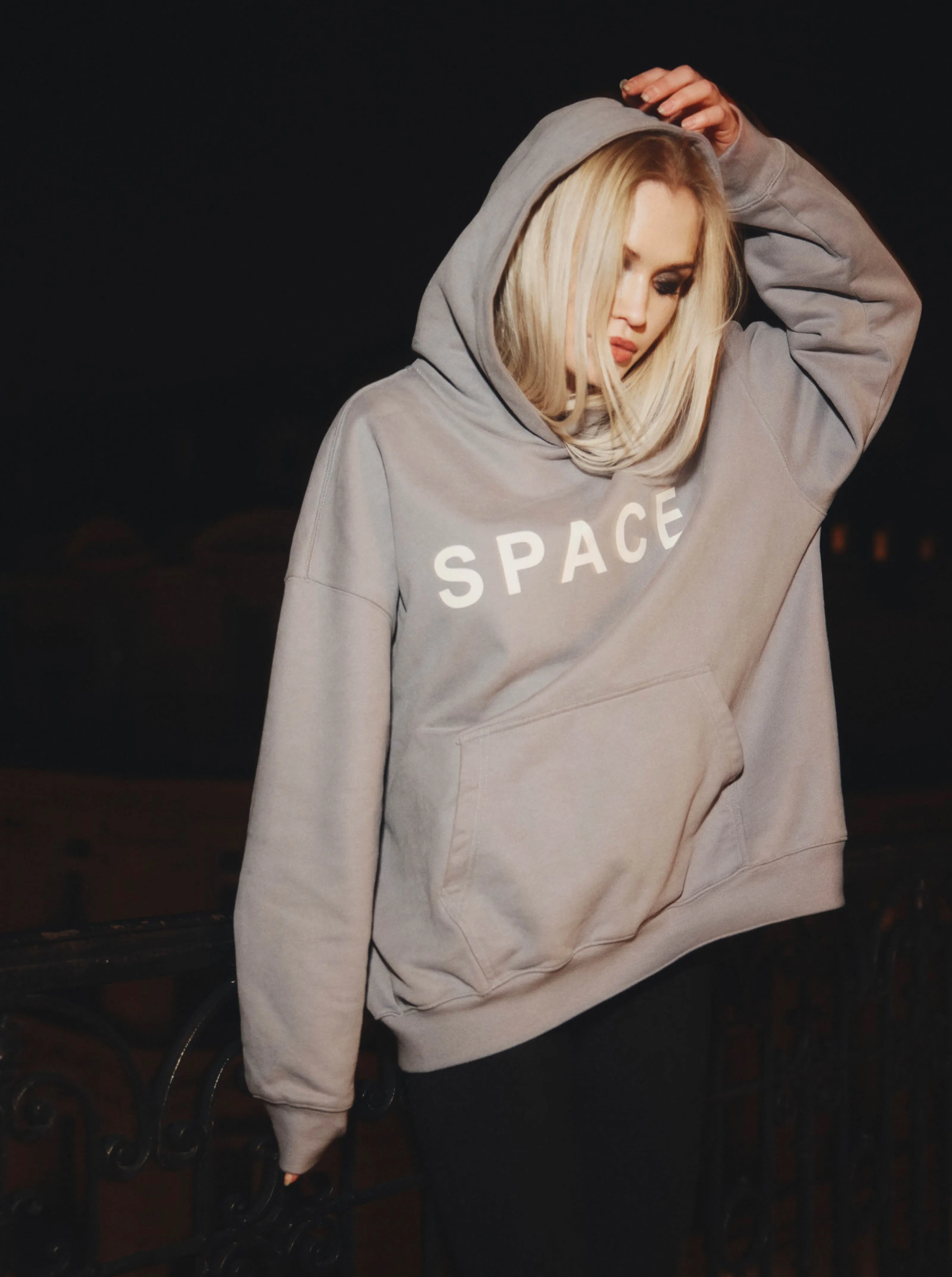 'SPACE' OVERSIZED HOODIE SLATE GREY