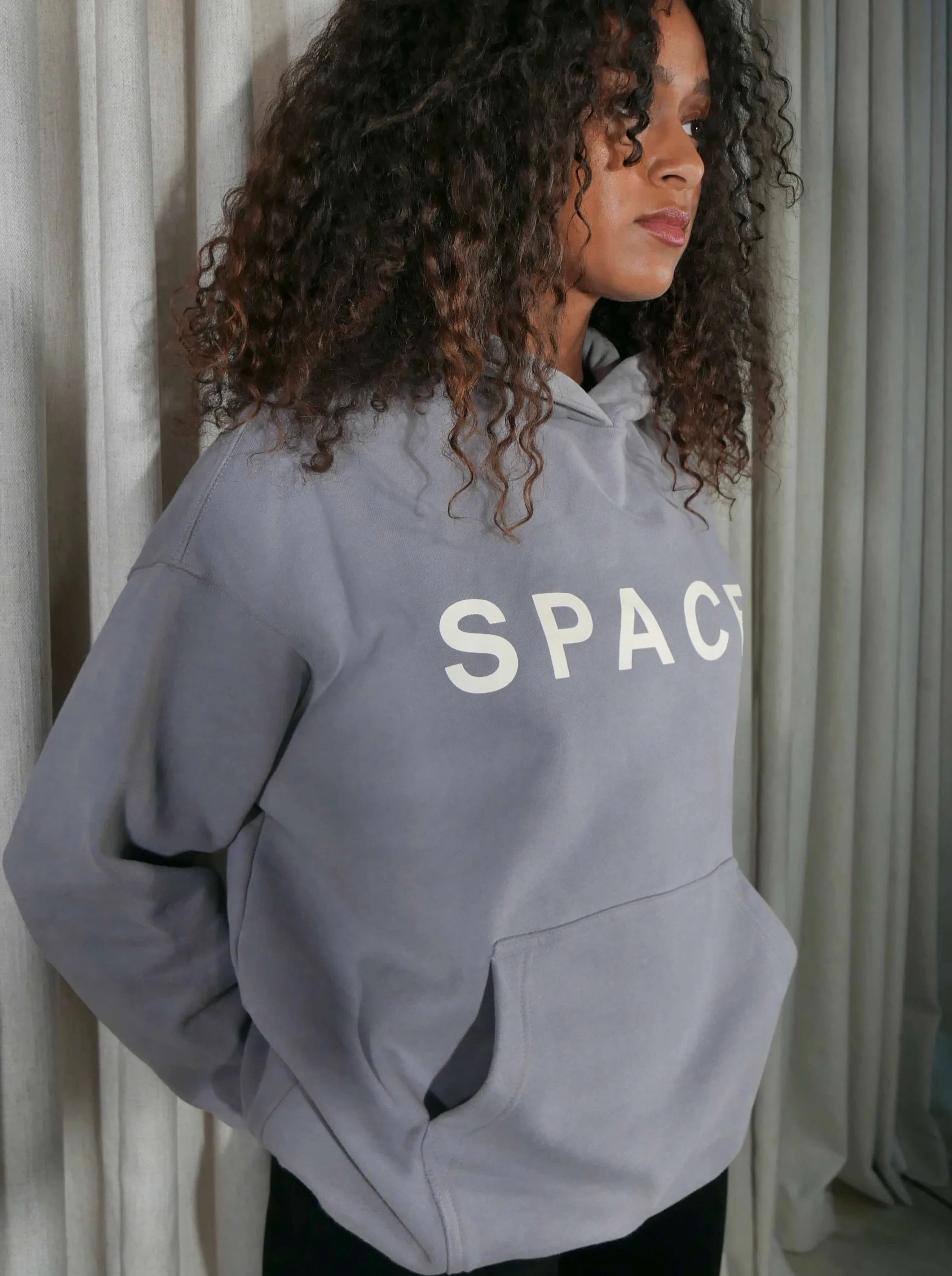 'SPACE' OVERSIZED HOODIE SLATE GREY