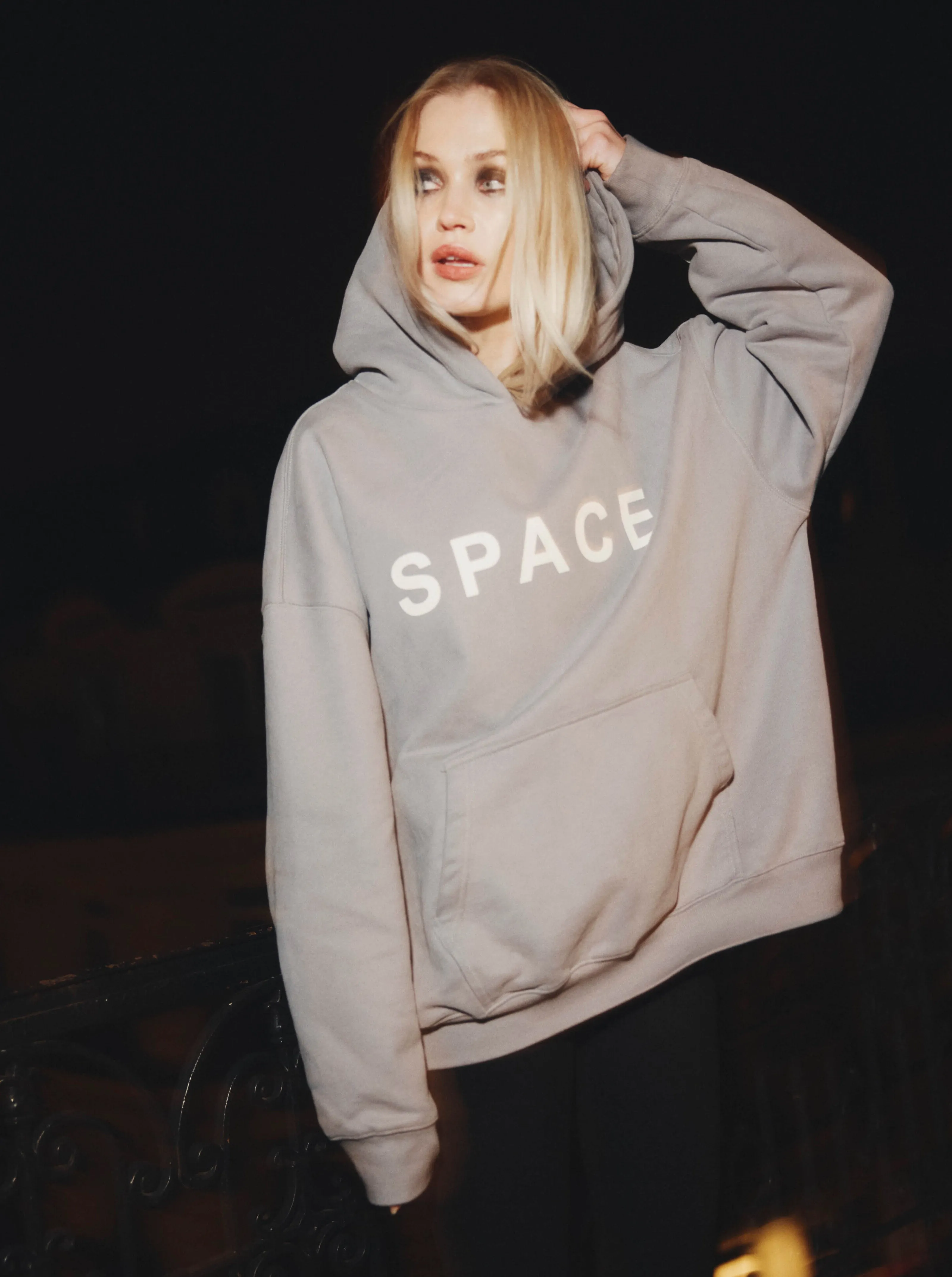 'SPACE' OVERSIZED HOODIE SLATE GREY