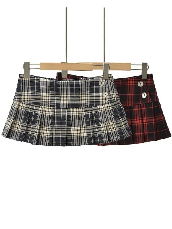 Spicy girl plaid low-waisted mini skirt