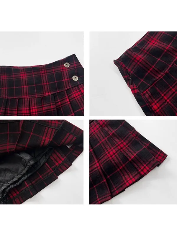 Spicy girl plaid low-waisted mini skirt