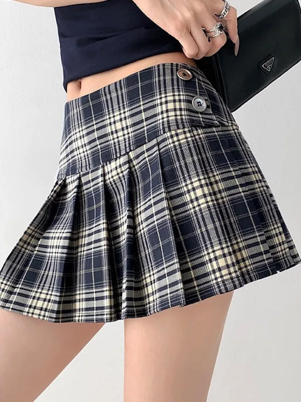 Spicy girl plaid low-waisted mini skirt