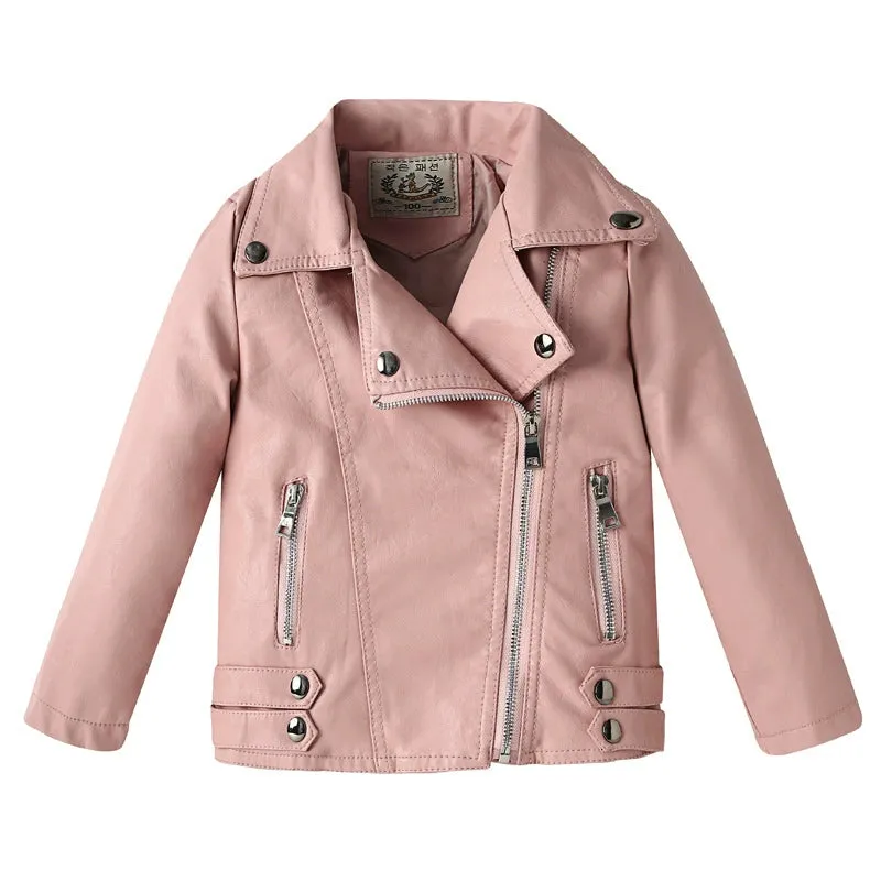 Spring and Autumn Korean Style PU Leather Lapel Fashion Baby Children's Clothing