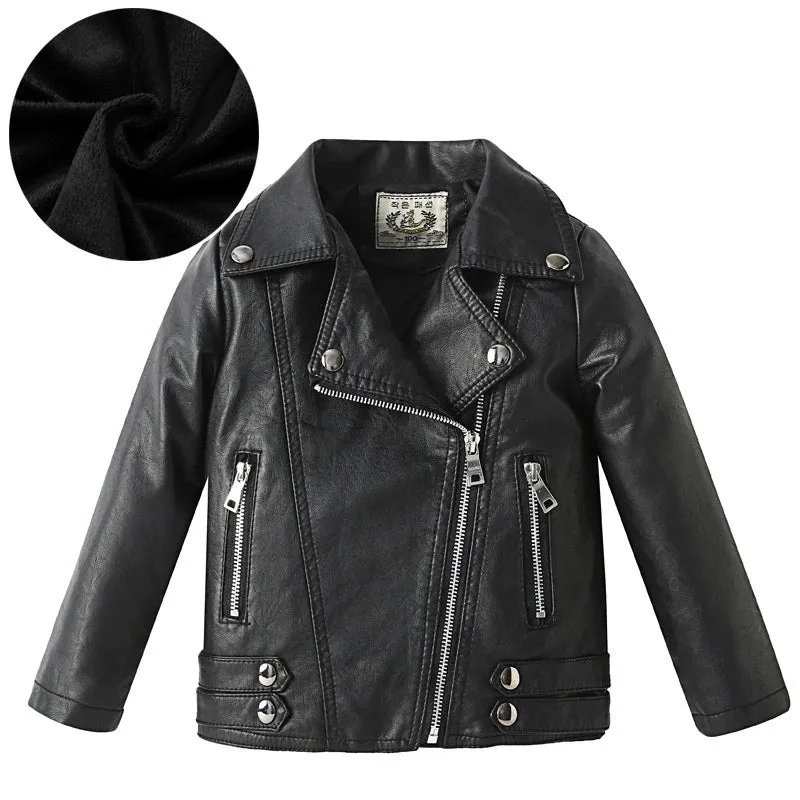 Spring and Autumn Korean Style PU Leather Lapel Fashion Baby Children's Clothing