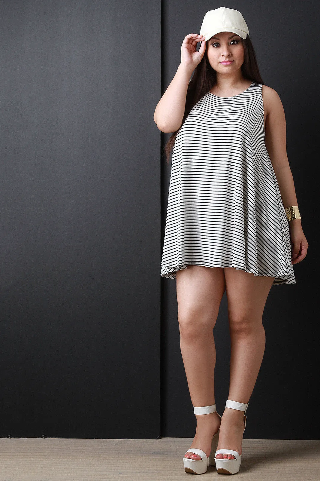 Stripe Sleeveless Flowy Shift Dress