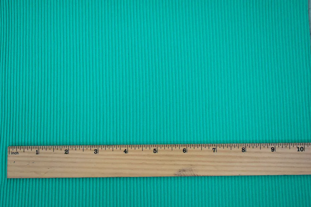 Turquoise Poly Stretch Spandex 3x2 Rib Knit Fabric