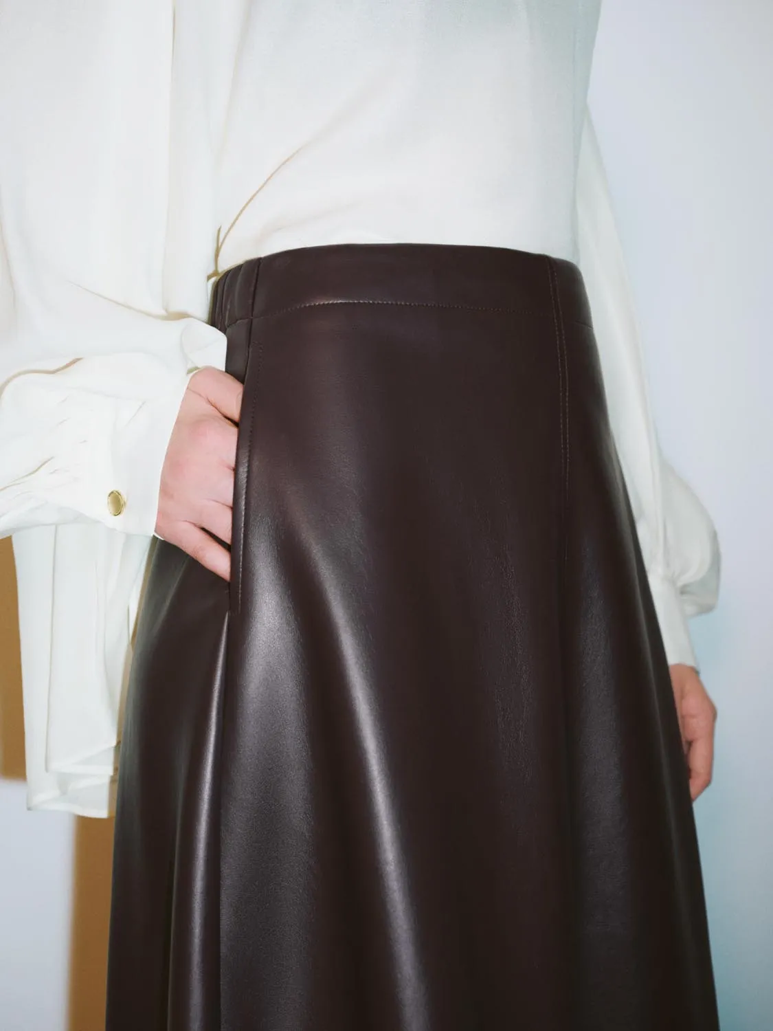 Vegan Leather A-Line Skirts