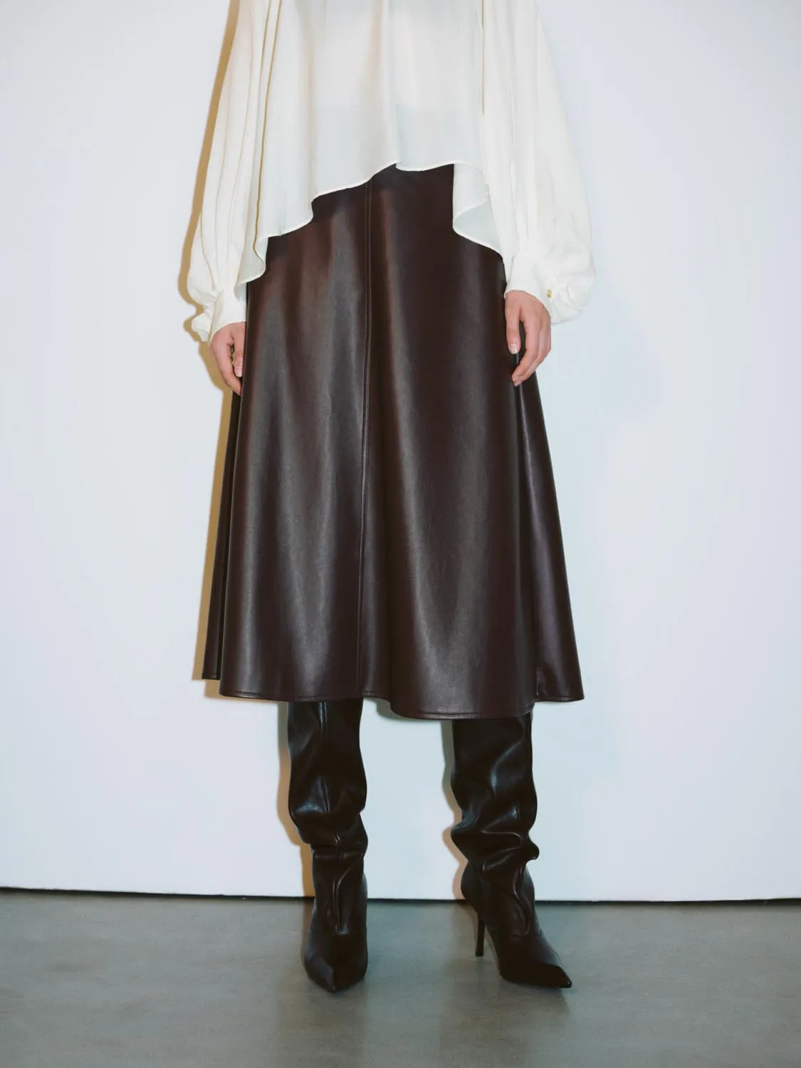 Vegan Leather A-Line Skirts