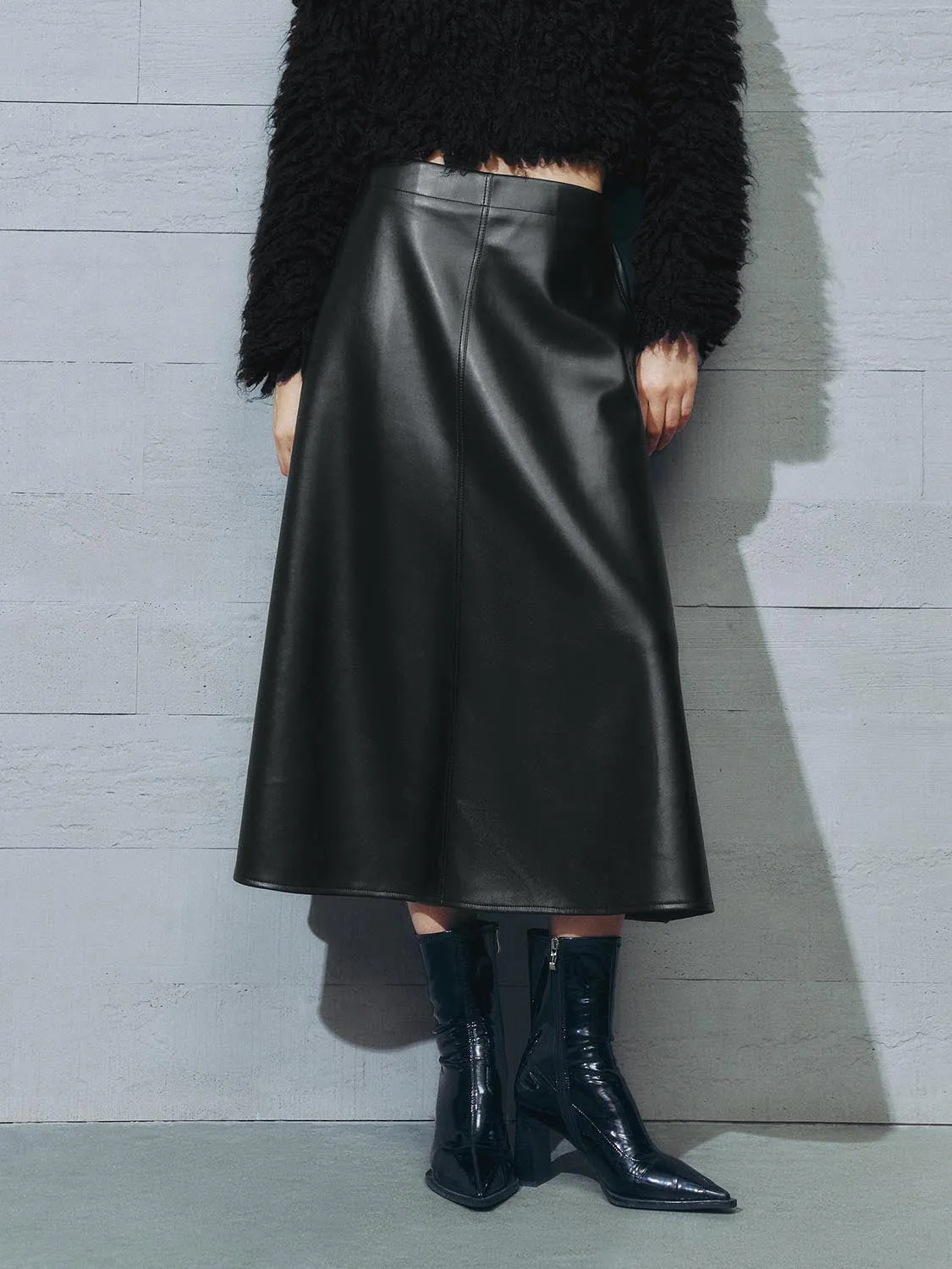 Vegan Leather A-Line Skirts