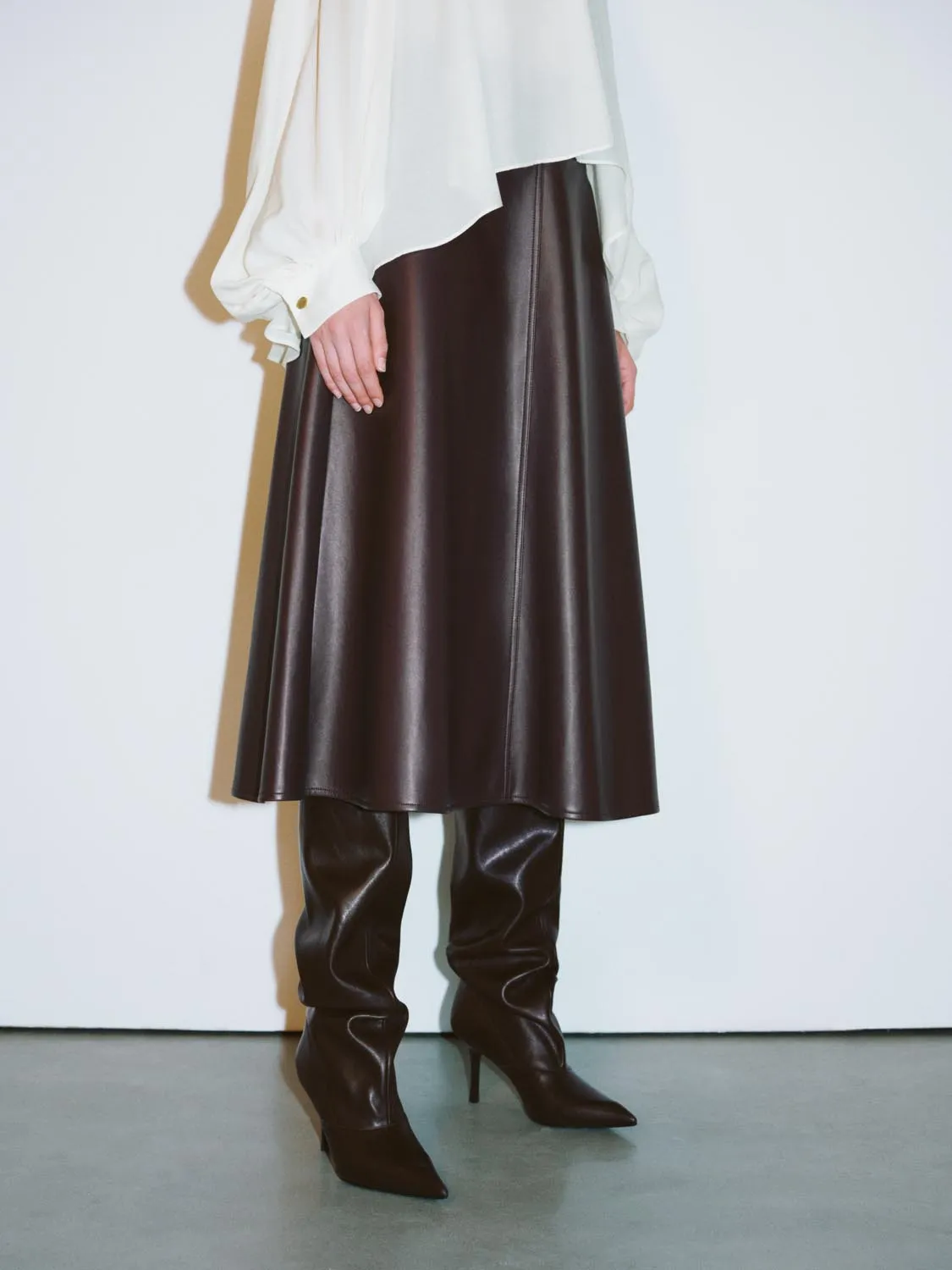 Vegan Leather A-Line Skirts